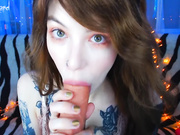 Hot Tattoed Babe Striptease and Sucking Dick ASMR