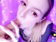 Hot Goth GF Give Blowjob Tattoed Teen Ponytail Dildo