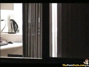 Voyeur Tapes The Neighbor Girl Fucking In The Kitchen