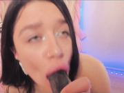 LinaBarbie минет с черным дилдо-4