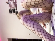 Cute blonde shoots handjob on cam