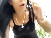 BellaLike на скамейке в парке